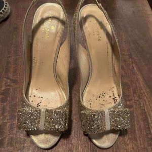 Kate Spade Gold Glitter Heels